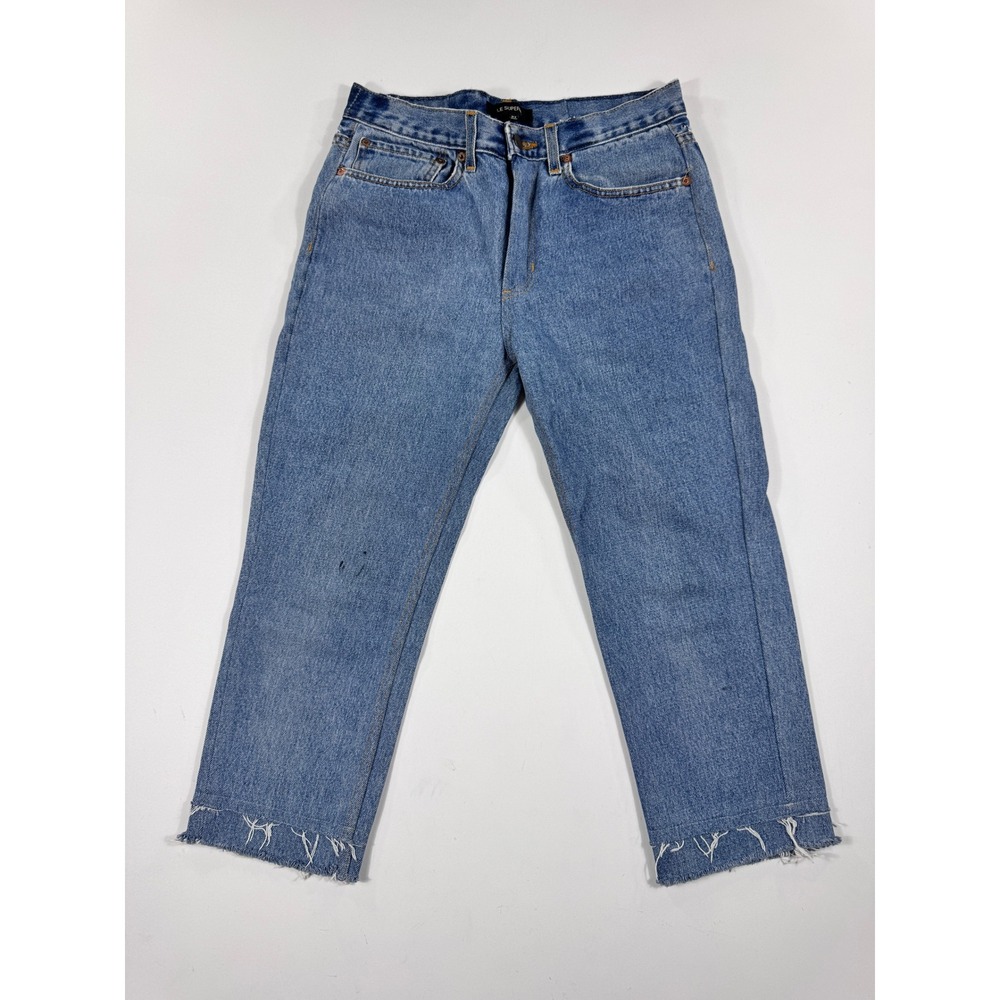 LE SUPERBE Women Size 27 Denim Jeans Light Wash Distressed Raw‎ Hem